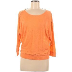 Majestic Filatures Linen Silk Shirt Size 2 / M Orange Scoop Neck Bat Wing Sleeve